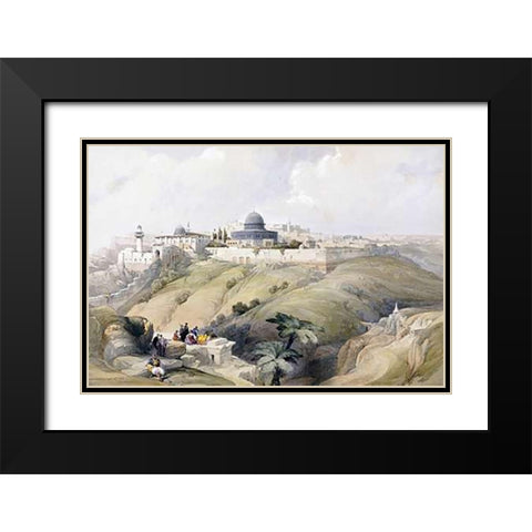 View of Jerusalem Black Modern Wood Framed Art Print with Double Matting by Roberts, David