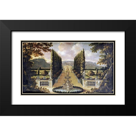 An Imaginary View of The Gardens of a Mansion Black Modern Wood Framed Art Print with Double Matting by Robinson, Robert