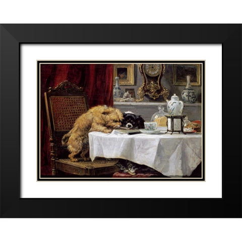 While Masters Away Black Modern Wood Framed Art Print with Double Matting by Ronner-Knip, Henriette