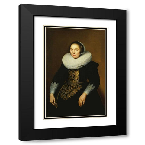Portrait of a Lady Black Modern Wood Framed Art Print with Double Matting by Sarburgh, Bartholomeus