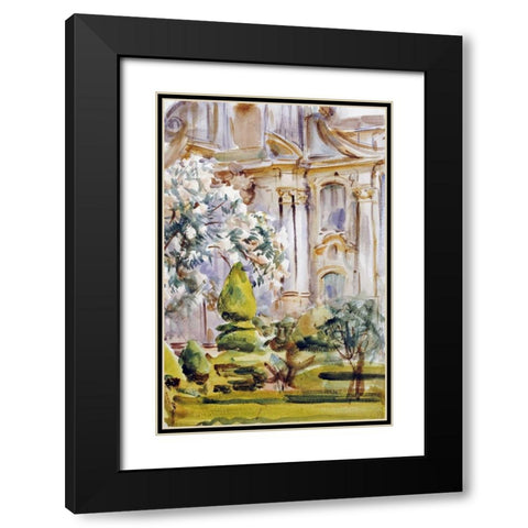 Palace and Gardens, Spain Black Modern Wood Framed Art Print with Double Matting by Sargent, John Singer