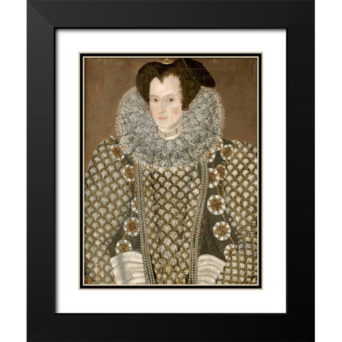 Portrait of a Lady Black Modern Wood Framed Art Print with Double Matting by Segar, Sir William
