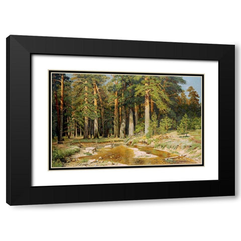 The Mast-Tree Grove, Study Black Modern Wood Framed Art Print with Double Matting by Shishkin, Ivan Ivanovich