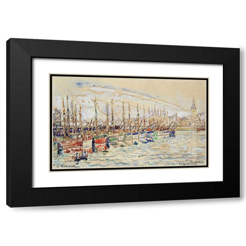 Les Sable DOlonne Black Modern Wood Framed Art Print with Double Matting by Signac, Paul