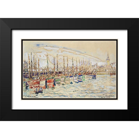 Les Sable DOlonne Black Modern Wood Framed Art Print with Double Matting by Signac, Paul