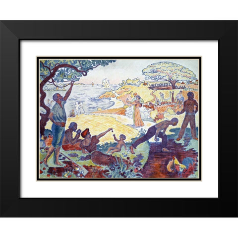 Time of Harmony Black Modern Wood Framed Art Print with Double Matting by Signac, Paul