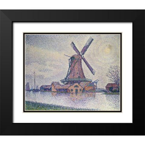Moulin DEdam Black Modern Wood Framed Art Print with Double Matting by Signac, Paul