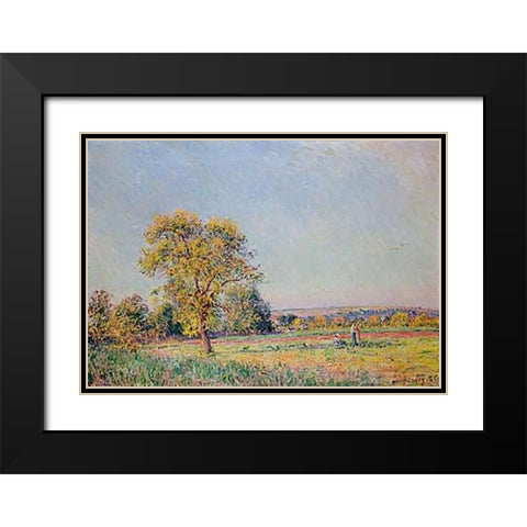 A Summers Day Black Modern Wood Framed Art Print with Double Matting by Sisley, Alfred