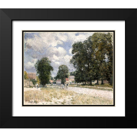 The Road To Marly-Le-Roi Black Modern Wood Framed Art Print with Double Matting by Sisley, Alfred