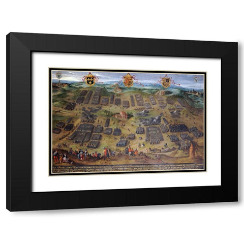 The Battle of Moncontour, 30 October 1569 Black Modern Wood Framed Art Print with Double Matting by Snellinck, Jan