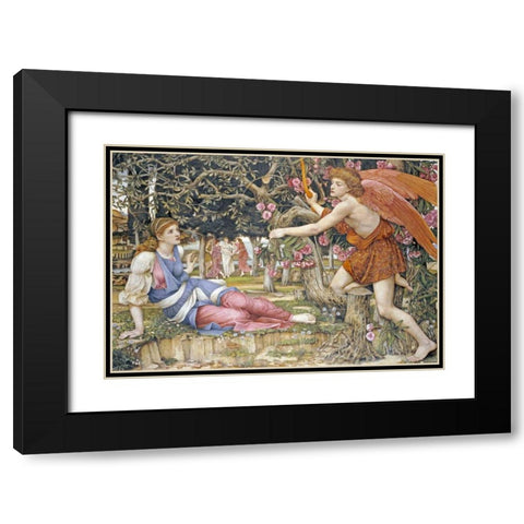 Love and The Maiden Black Modern Wood Framed Art Print with Double Matting by Stanhope, John Roddam Spencer
