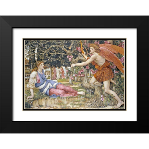 Love and The Maiden Black Modern Wood Framed Art Print with Double Matting by Stanhope, John Roddam Spencer