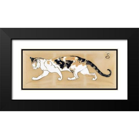 The Cat Black Modern Wood Framed Art Print with Double Matting by Steinlen, Theophile