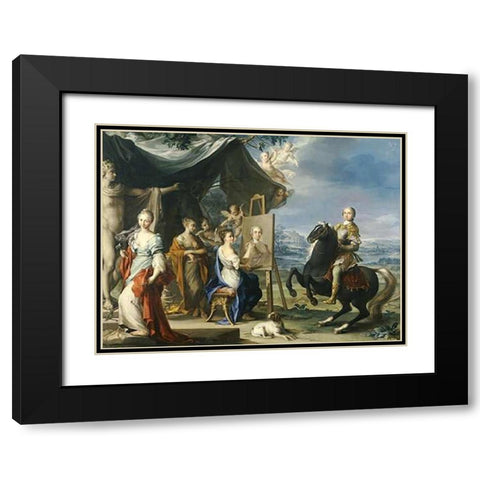 Equestrian Portrait of a Nobleman Black Modern Wood Framed Art Print with Double Matting by Stern, Ignaz