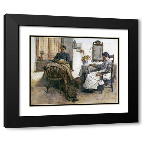Quiet Moments Black Modern Wood Framed Art Print with Double Matting by Tayler, Albert Chevallier
