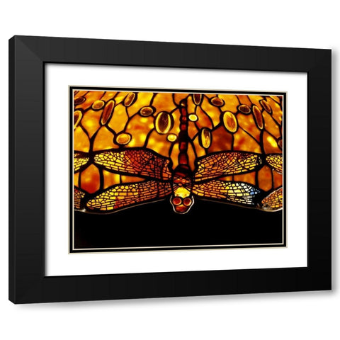 Detail of An Important Dichroic Dragonfly Black Modern Wood Framed Art Print with Double Matting by Tiffany Studios