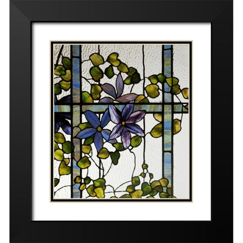 Detail of a Clematis Black Modern Wood Framed Art Print with Double Matting by Tiffany Studios