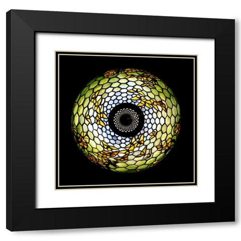 Overhead Detail of a Butterfly Black Modern Wood Framed Art Print with Double Matting by Tiffany Studios