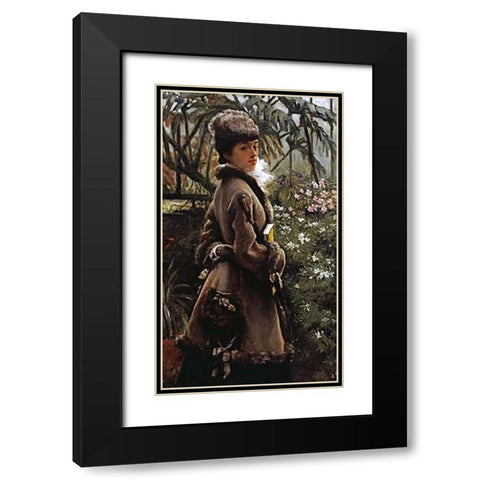 In The Greenhouse Black Modern Wood Framed Art Print with Double Matting by Tissot, James Jacques