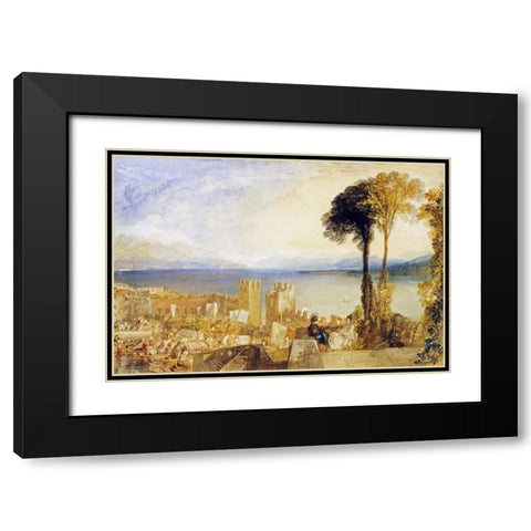 Arona, Lago Maggiore Black Modern Wood Framed Art Print with Double Matting by Turner, Joseph M.W.