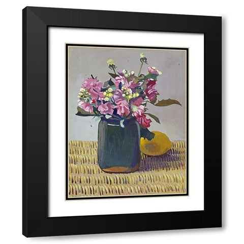 A Bouquet OF Flowers and a Lemon Black Modern Wood Framed Art Print with Double Matting by Vallotton, Felix