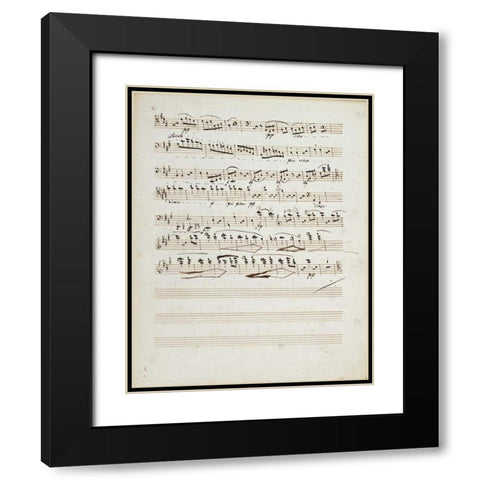 Manuscripts of The Quartet In a Minor Opus 132 Black Modern Wood Framed Art Print with Double Matting by Beethoven, Ludwig Van