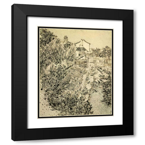 The Flower Garden Black Modern Wood Framed Art Print with Double Matting by Van Gogh, Vincent