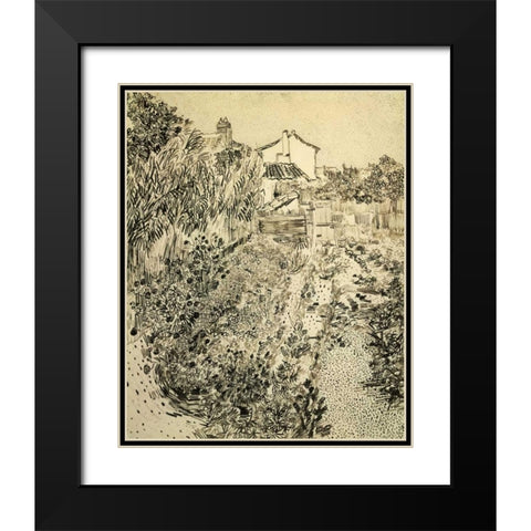 The Flower Garden Black Modern Wood Framed Art Print with Double Matting by Van Gogh, Vincent