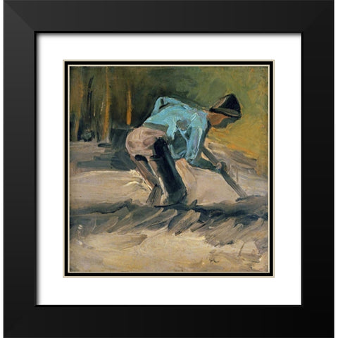Man at Work Black Modern Wood Framed Art Print with Double Matting by Van Gogh, Vincent