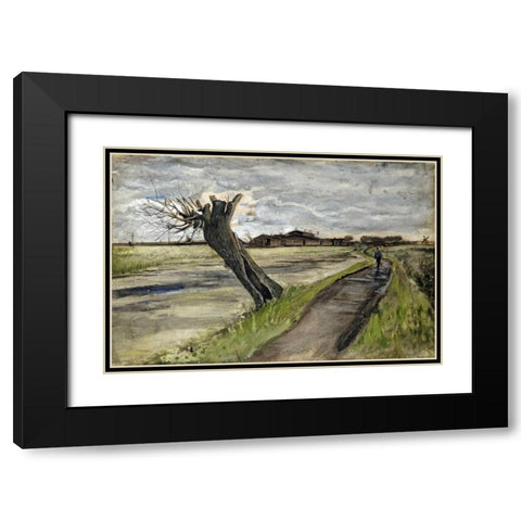 Pollard Willow Black Modern Wood Framed Art Print with Double Matting by Van Gogh, Vincent