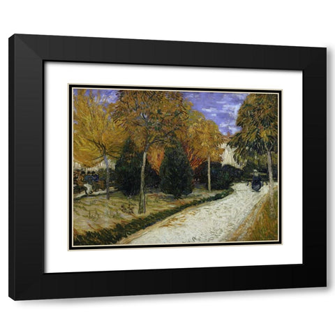 The Public Garden Black Modern Wood Framed Art Print with Double Matting by Van Gogh, Vincent