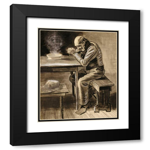 The Prayer Black Modern Wood Framed Art Print with Double Matting by Van Gogh, Vincent