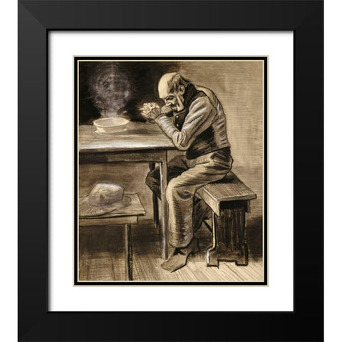 The Prayer Black Modern Wood Framed Art Print with Double Matting by Van Gogh, Vincent