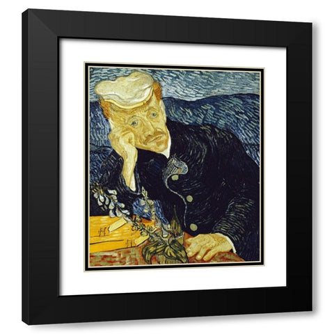 Portrait of Dr. Gachet Black Modern Wood Framed Art Print with Double Matting by Van Gogh, Vincent