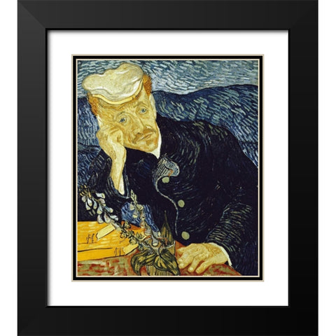 Portrait of Dr. Gachet Black Modern Wood Framed Art Print with Double Matting by Van Gogh, Vincent