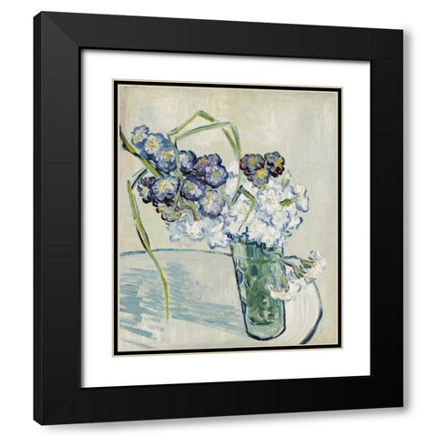Still Life, Vase of Carnations Black Modern Wood Framed Art Print with Double Matting by Van Gogh, Vincent