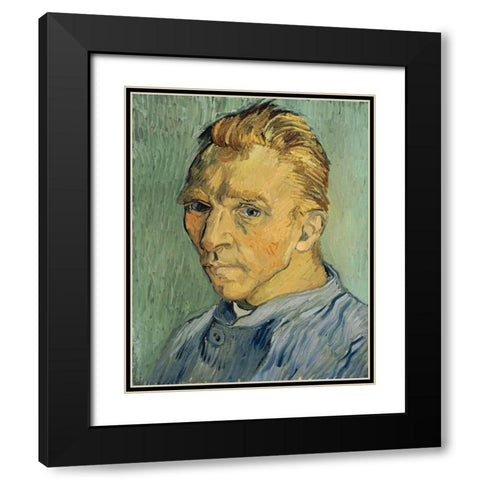 Self Portrait Without Beard Black Modern Wood Framed Art Print with Double Matting by Van Gogh, Vincent