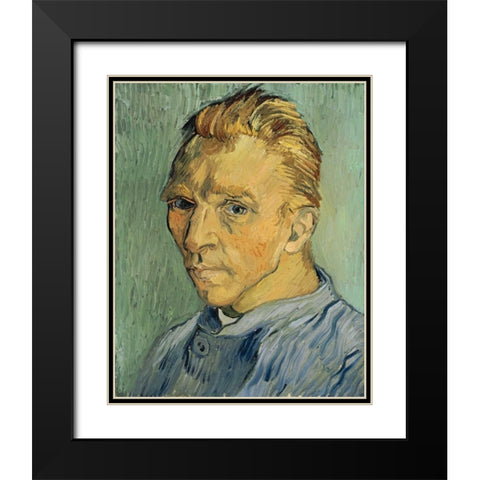 Self Portrait Without Beard Black Modern Wood Framed Art Print with Double Matting by Van Gogh, Vincent