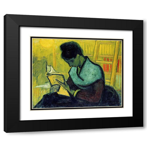 A Novel Reader Black Modern Wood Framed Art Print with Double Matting by Van Gogh, Vincent
