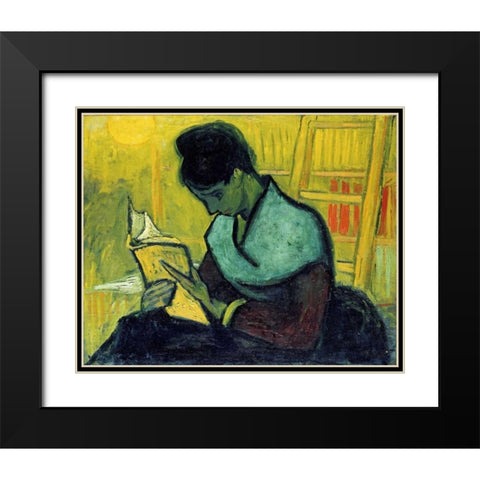A Novel Reader Black Modern Wood Framed Art Print with Double Matting by Van Gogh, Vincent