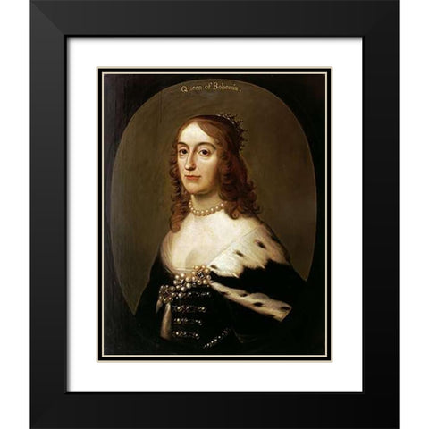 Portrait of Elizabeth, Queen of Bohemia Black Modern Wood Framed Art Print with Double Matting by Van Honthorst, Gerrit
