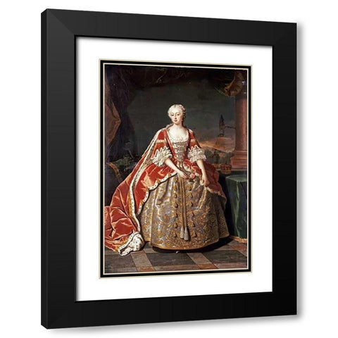 Portrait of Augusta, Princess of Wales Black Modern Wood Framed Art Print with Double Matting by Van Loo, Jean Baptiste