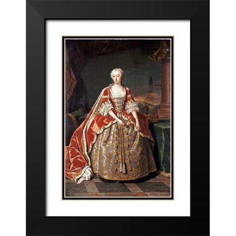 Portrait of Augusta, Princess of Wales Black Modern Wood Framed Art Print with Double Matting by Van Loo, Jean Baptiste