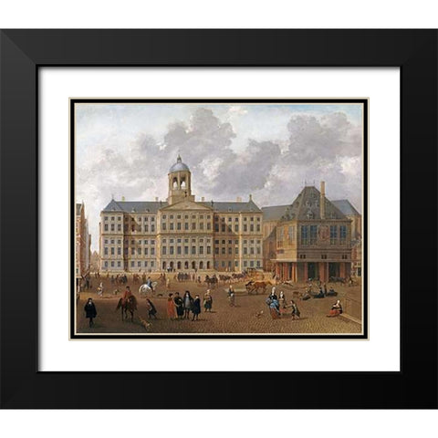 The Town Hall On The Dam, Amsterdam Black Modern Wood Framed Art Print with Double Matting by Van Nickele, Isaac