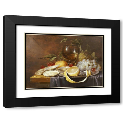 A Roemer, a Peeled Half Lemon On a Pewter Plate Black Modern Wood Framed Art Print with Double Matting by Van Son, Joris