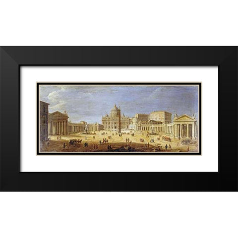 Piazza S.Pietro, Rome Black Modern Wood Framed Art Print with Double Matting by Van Wittel, Gaspar