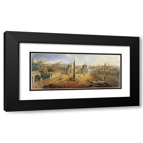 Piazza Del Popolo, Rome Black Modern Wood Framed Art Print with Double Matting by Van Wittel, Gaspar