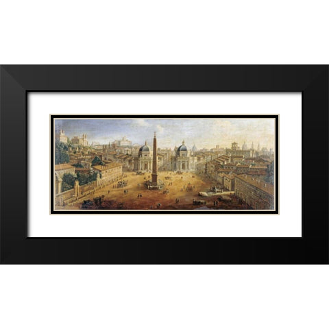 Piazza Del Popolo, Rome Black Modern Wood Framed Art Print with Double Matting by Van Wittel, Gaspar