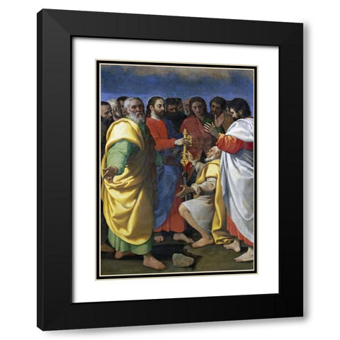 Christs Charge To Saint Peter Black Modern Wood Framed Art Print with Double Matting by Vermiglio, Giuseppe