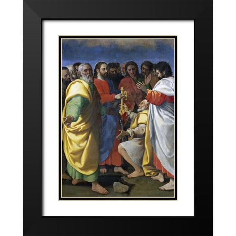 Christs Charge To Saint Peter Black Modern Wood Framed Art Print with Double Matting by Vermiglio, Giuseppe